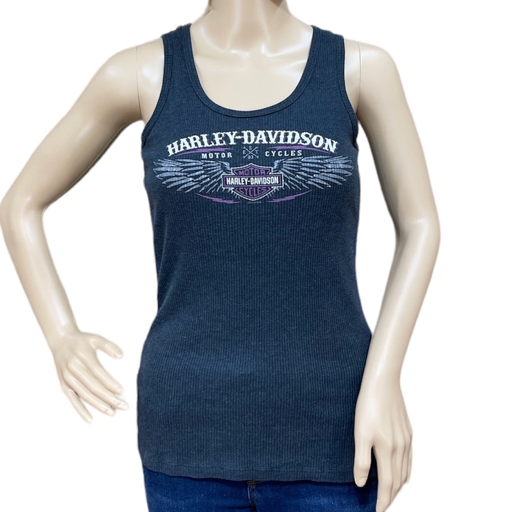 HARLEY-DAVIDSON Ribbed Charcoal Grey Women’s Tank Top Size Medium
